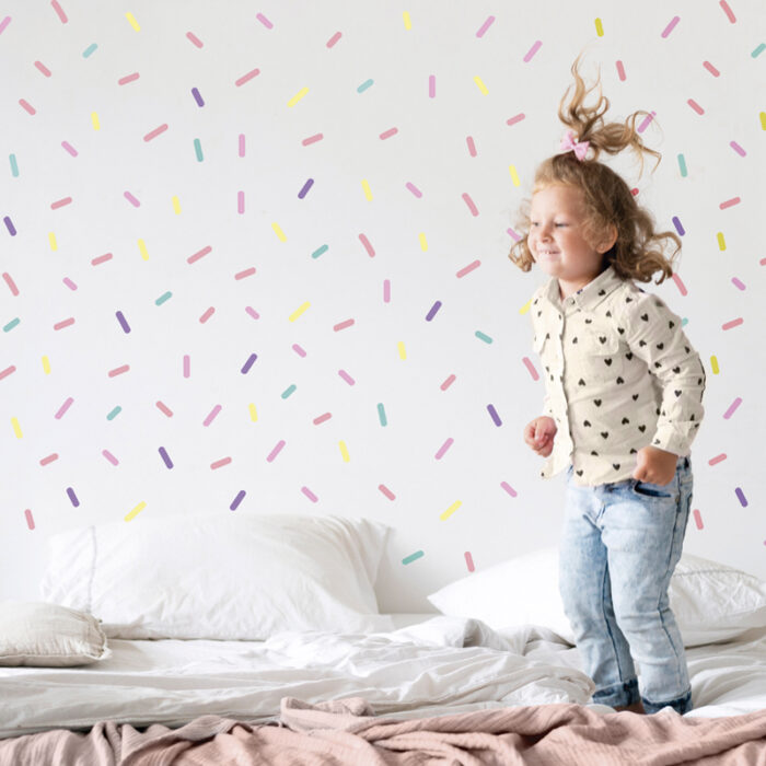 Colorful sparks vinyl. Confetti colorful stickers. Girl room wall decoration