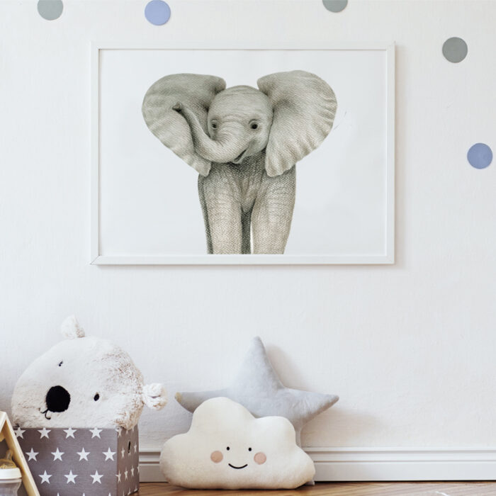 Retrato de Elefante. Arte de pared de animales. PDF de alta calidad.