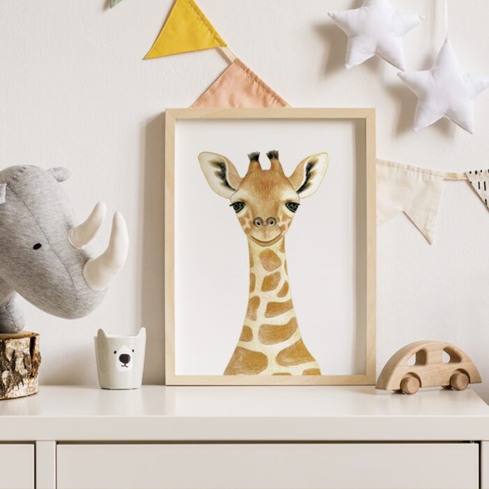 Retrato de Jirafa. Arte de pared de animales. PDF de alta calidad.