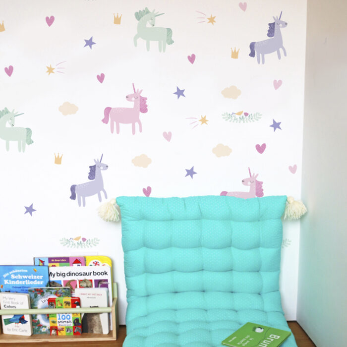 Unicorns Vinyl. Pastel unicorns. Girls wall decoration.